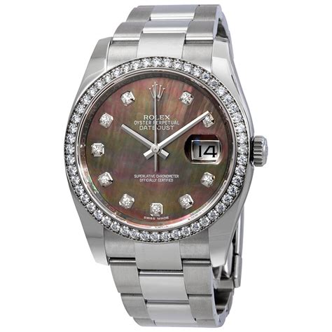 rolex black mother of pearl diamond dial|Rolex pearl face with diamonds.